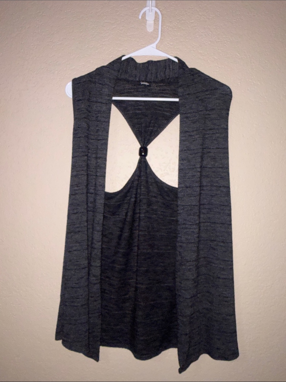 Vanity Charcoal Knit Tank with Back Ring Detail